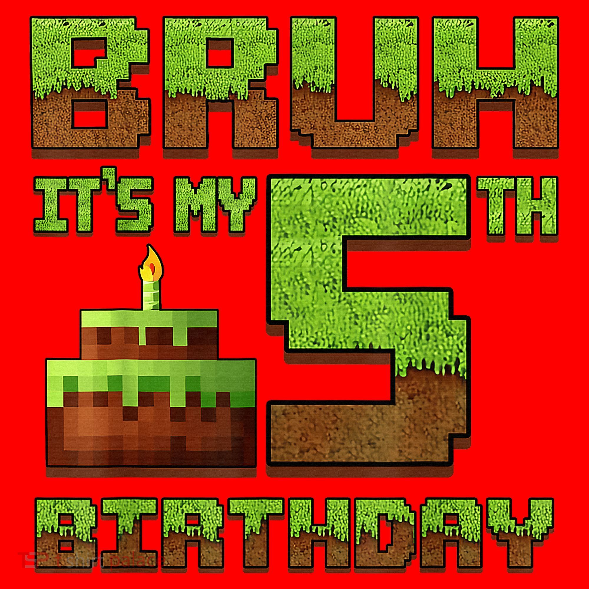 Birthday Boy Bruh It'S My 5th Birthday Gamer Pixel Santa Hat
