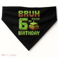 Birthday Boy Bruh It'S My 6th Birthday Game Pixel USA-Made Doggie Bandana thumb 0