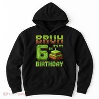 Birthday Boy Bruh It'S My 6th Birthday Game Pixel Hoodie thumb 0