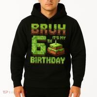 Birthday Boy Bruh It'S My 6th Birthday Game Pixel Hoodie thumb 2