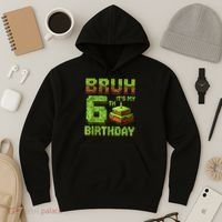 Birthday Boy Bruh It'S My 6th Birthday Game Pixel Hoodie thumb 3