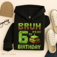 Birthday Boy Bruh It'S My 6th Birthday Game Pixel Hoodie thumb 4