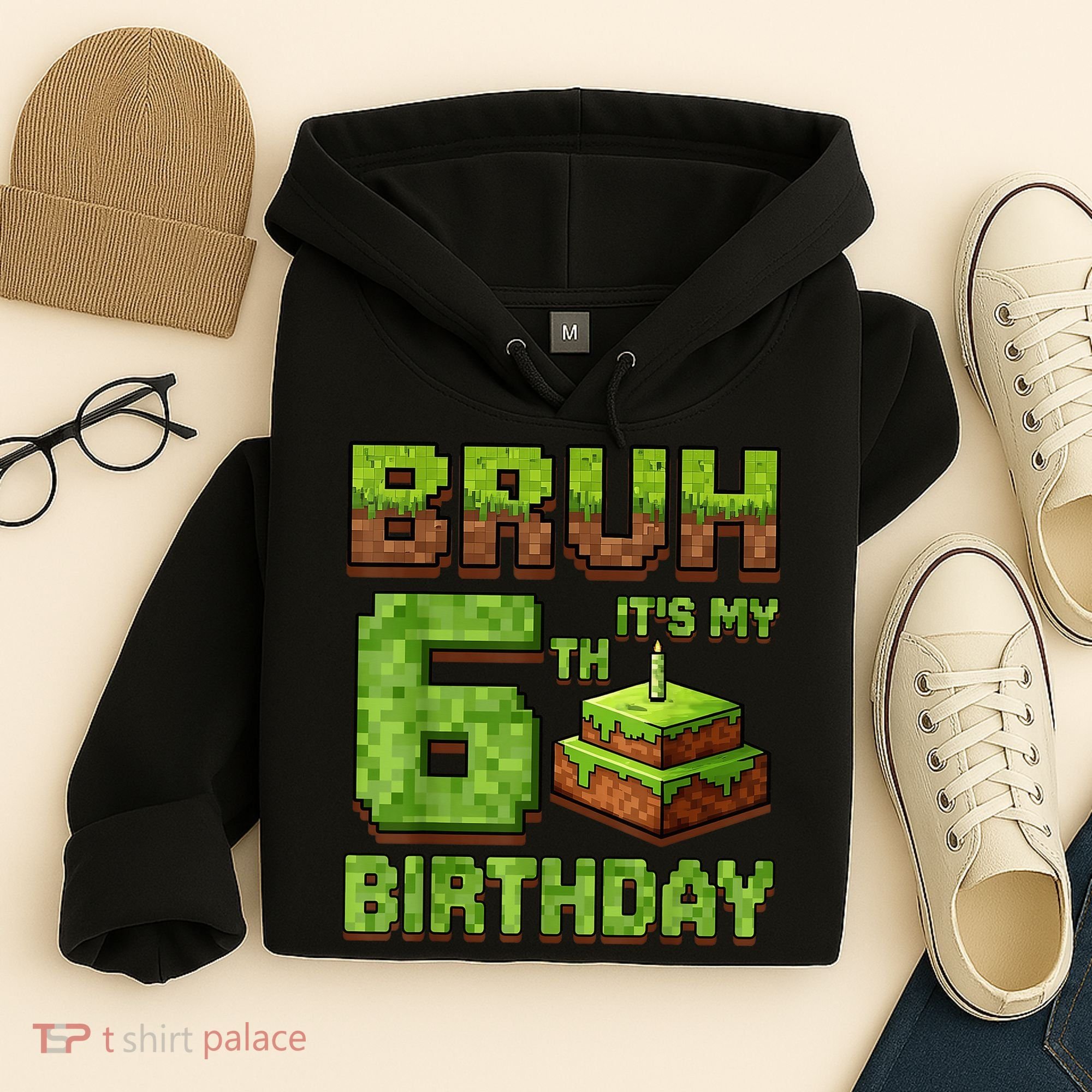 Birthday Boy Bruh It'S My 6th Birthday Game Pixel Hoodie