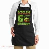 Birthday Boy Bruh It'S My 6th Birthday Game Pixel Apron thumb 2