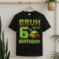 Birthday Boy Bruh It'S My 6th Birthday Game Pixel T-Shirt thumb 2