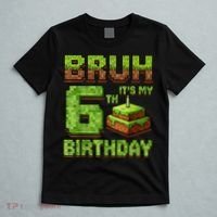 Birthday Boy Bruh It'S My 6th Birthday Game Pixel T-Shirt thumb 5