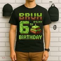 Birthday Boy Bruh It'S My 6th Birthday Game Pixel T-Shirt thumb 6