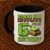 Birthday Boy Bruh It'S My 6th Birthday Game Pixel Coffee Mug thumb 2
