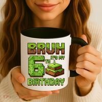 Birthday Boy Bruh It'S My 6th Birthday Game Pixel Coffee Mug thumb 3