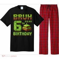 Birthday Boy Bruh It'S My 6th Birthday Game Pixel Pajama Set thumb 0