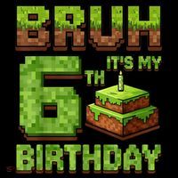 Birthday Boy Bruh It'S My 6th Birthday Game Pixel Women's Hoodie thumb 2