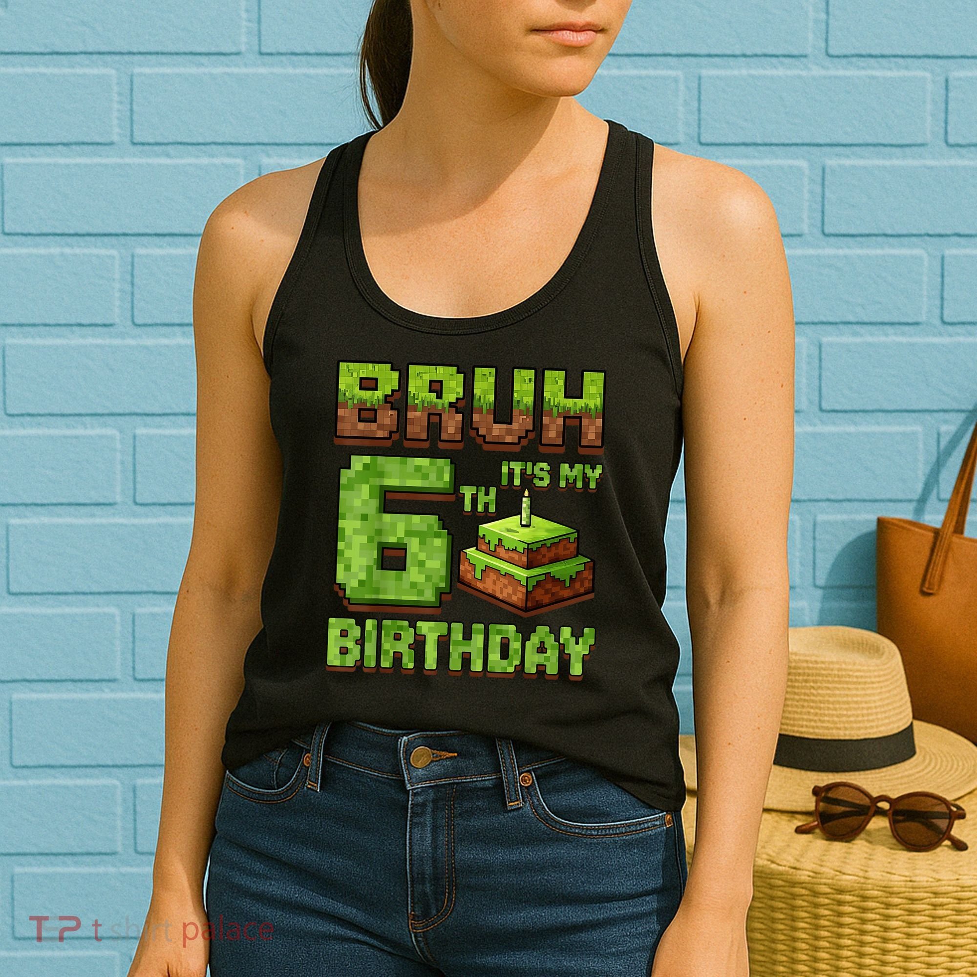 Birthday Boy Bruh It'S My 6th Birthday Game Pixel Women's Tank Top