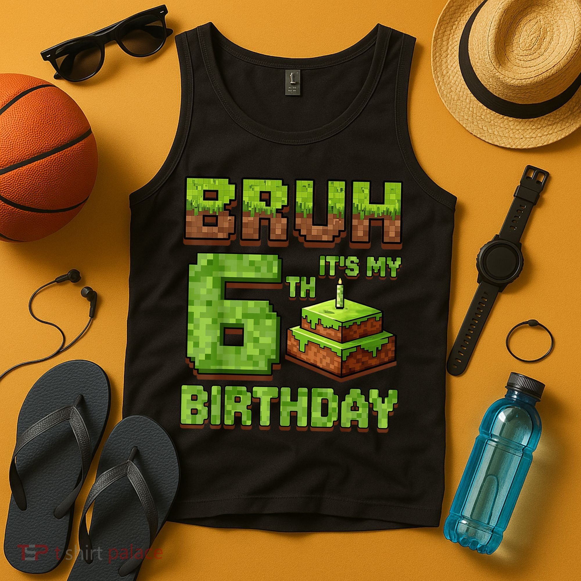 Birthday Boy Bruh It'S My 6th Birthday Game Pixel Tank Top