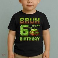 Birthday Boy Bruh It'S My 6th Birthday Game Pixel Toddler T-Shirt thumb 2
