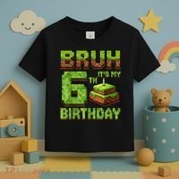 Birthday Boy Bruh It'S My 6th Birthday Game Pixel Toddler T-Shirt thumb 3