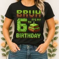 Birthday Boy Bruh It'S My 6th Birthday Game Pixel Women's T-Shirt thumb 2