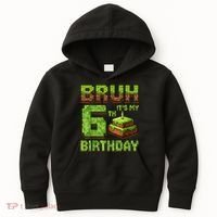 Birthday Boy Bruh It'S My 6th Birthday Game Pixel Kids Hoodie thumb 0