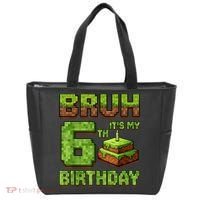 Birthday Boy Bruh It'S My 6th Birthday Game Pixel Tote Bag thumb 0