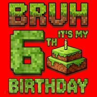 Birthday Boy Bruh It'S My 6th Birthday Game Pixel Santa Hat thumb 1