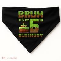 Birthday Boy Bruh It'S My 6th Birthday Gamer Pixel USA-Made Doggie Bandana thumb 0