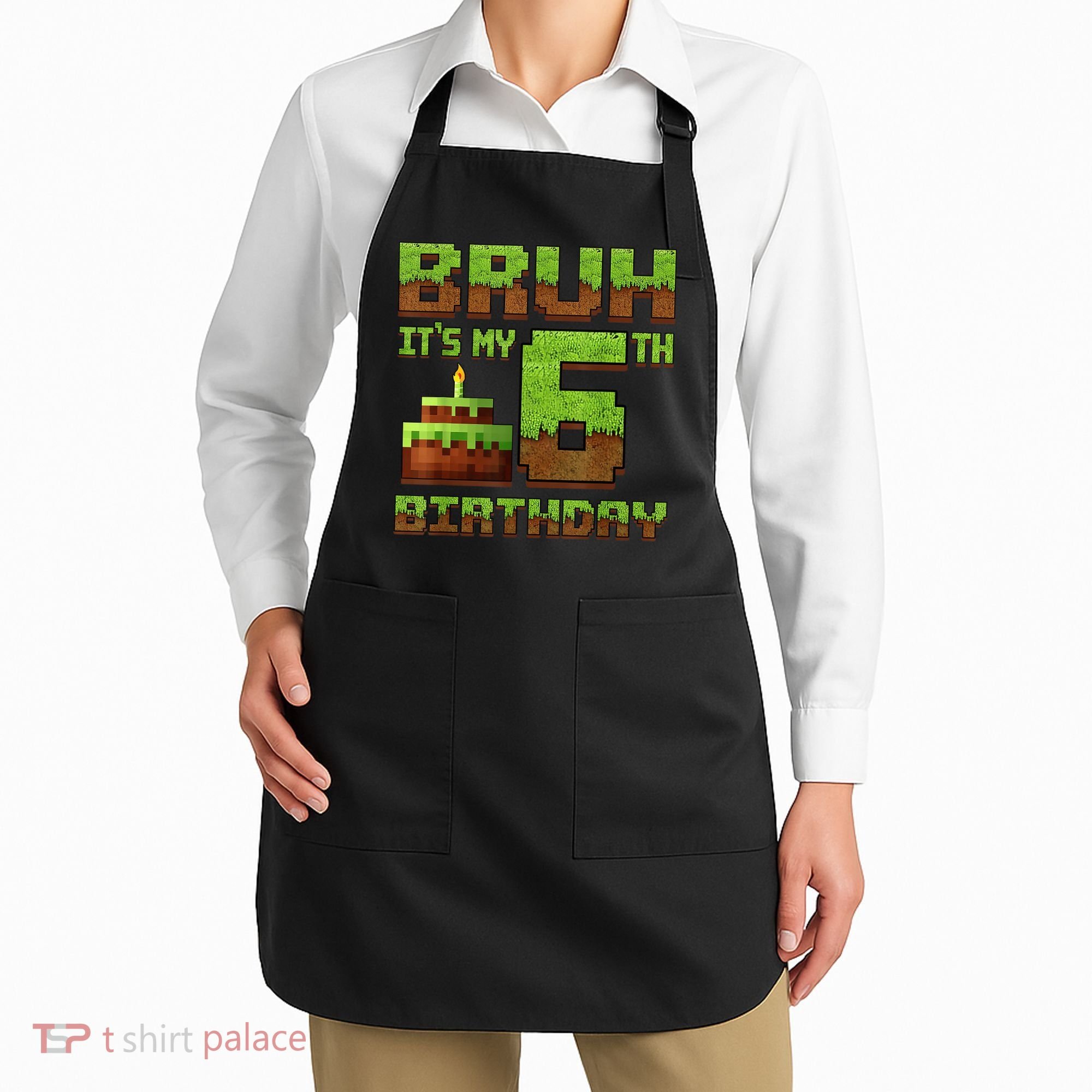 Birthday Boy Bruh It'S My 6th Birthday Gamer Pixel Apron