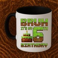 Birthday Boy Bruh It'S My 6th Birthday Gamer Pixel Coffee Mug thumb 2