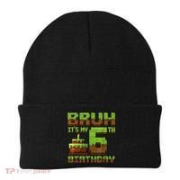 Birthday Boy Bruh It'S My 6th Birthday Gamer Pixel Beanie thumb 0