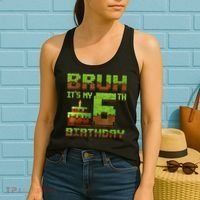 Birthday Boy Bruh It'S My 6th Birthday Gamer Pixel Women's Tank Top thumb 2