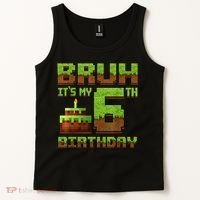 Birthday Boy Bruh It'S My 6th Birthday Gamer Pixel Tank Top thumb 2