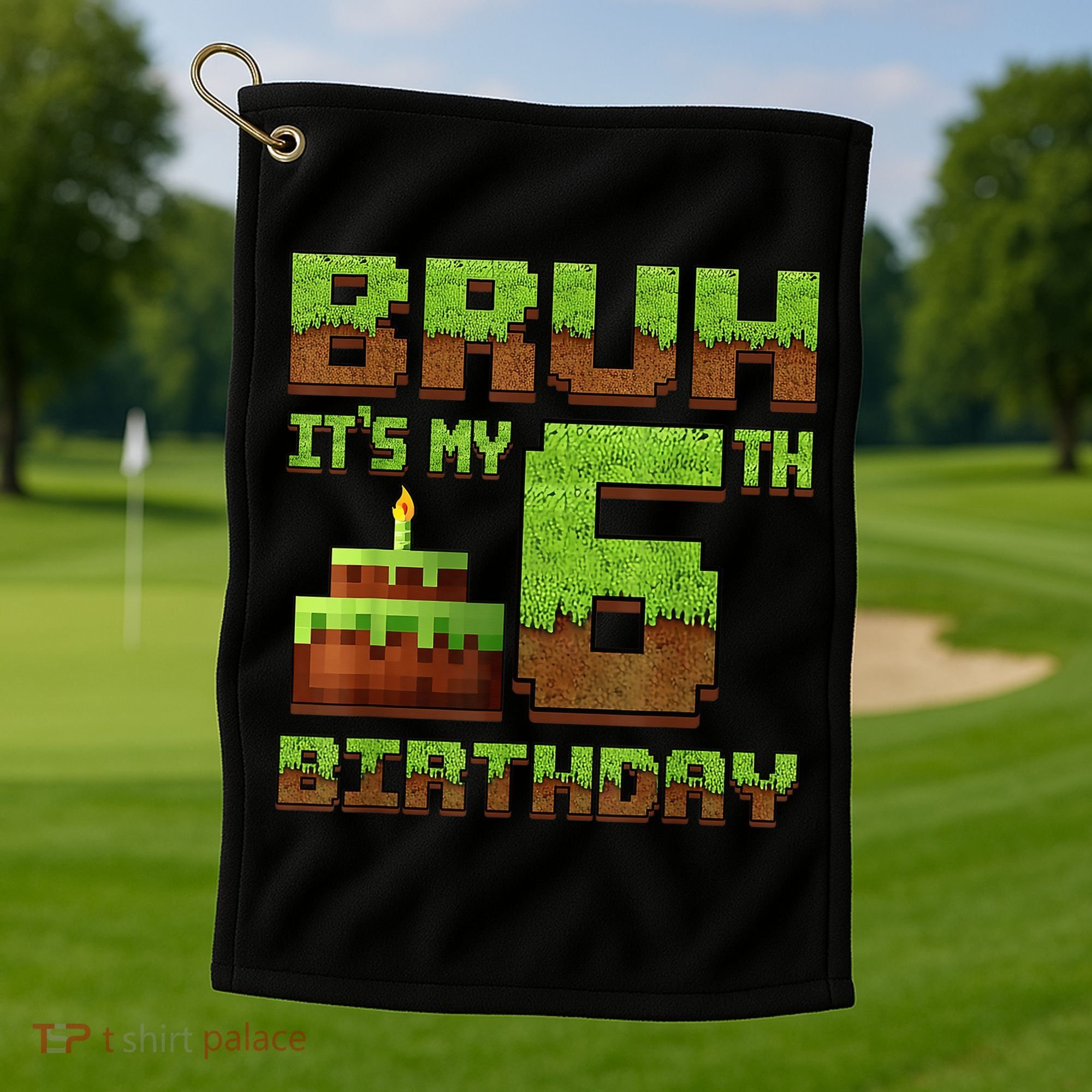 Birthday Boy Bruh It'S My 6th Birthday Gamer Pixel Golf Towel