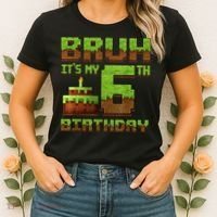 Birthday Boy Bruh It'S My 6th Birthday Gamer Pixel Women's T-Shirt thumb 2