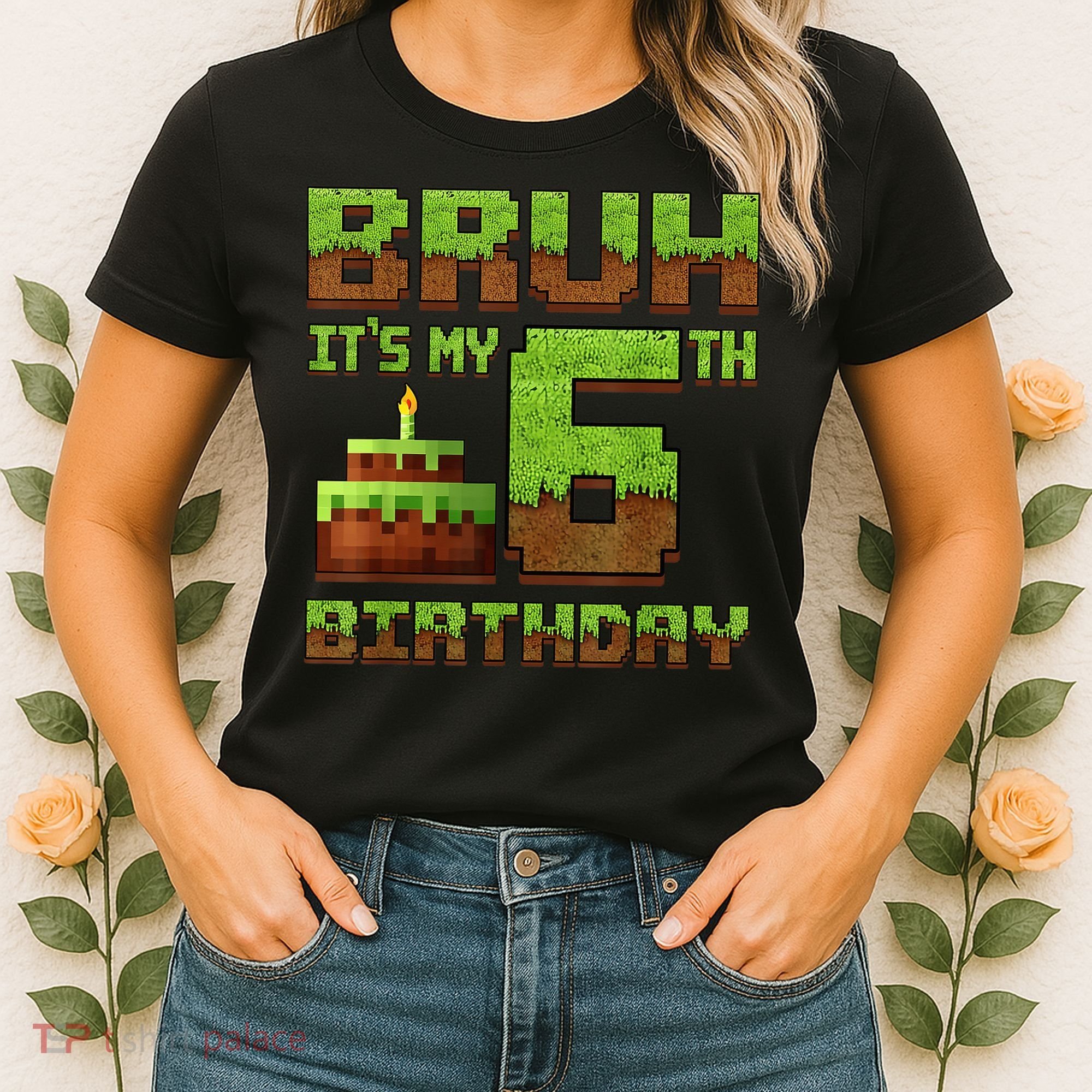 Birthday Boy Bruh It'S My 6th Birthday Gamer Pixel Women's T-Shirt