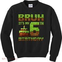 Birthday Boy Bruh It'S My 6th Birthday Gamer Pixel Kids Sweatshirt thumb 0