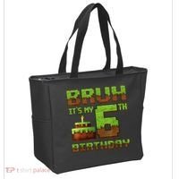 Birthday Boy Bruh It'S My 6th Birthday Gamer Pixel Tote Bag thumb 2