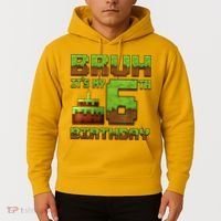 Birthday Boy Bruh It'S My 6th Birthday Gamer Pixel Hoodie thumb 2