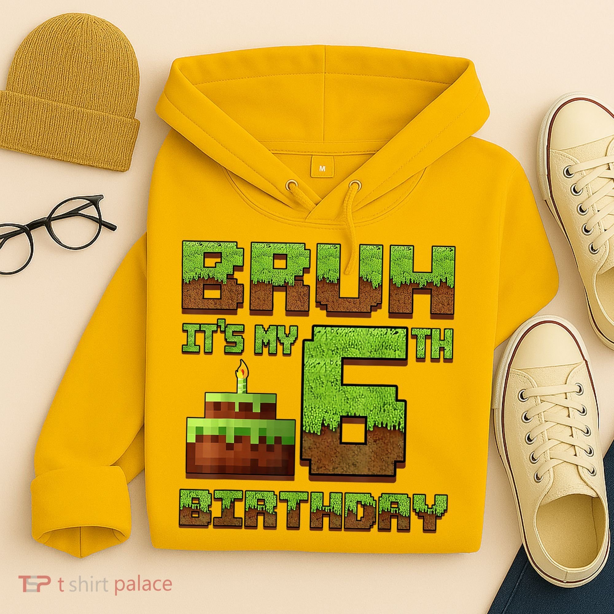 Birthday Boy Bruh It'S My 6th Birthday Gamer Pixel Hoodie