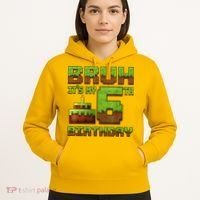 Birthday Boy Bruh It'S My 6th Birthday Gamer Pixel Hoodie thumb 5
