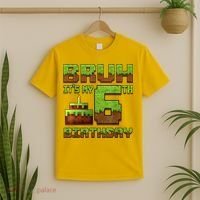 Birthday Boy Bruh It'S My 6th Birthday Gamer Pixel T-Shirt thumb 2