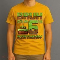 Birthday Boy Bruh It'S My 6th Birthday Gamer Pixel T-Shirt thumb 3