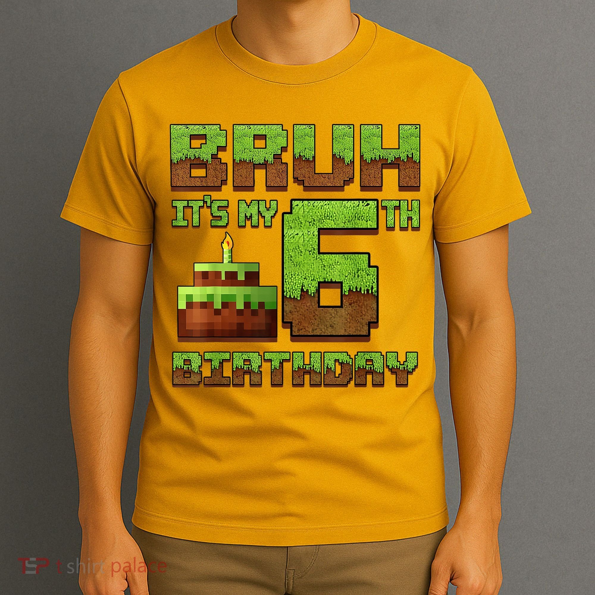 Birthday Boy Bruh It'S My 6th Birthday Gamer Pixel T-Shirt