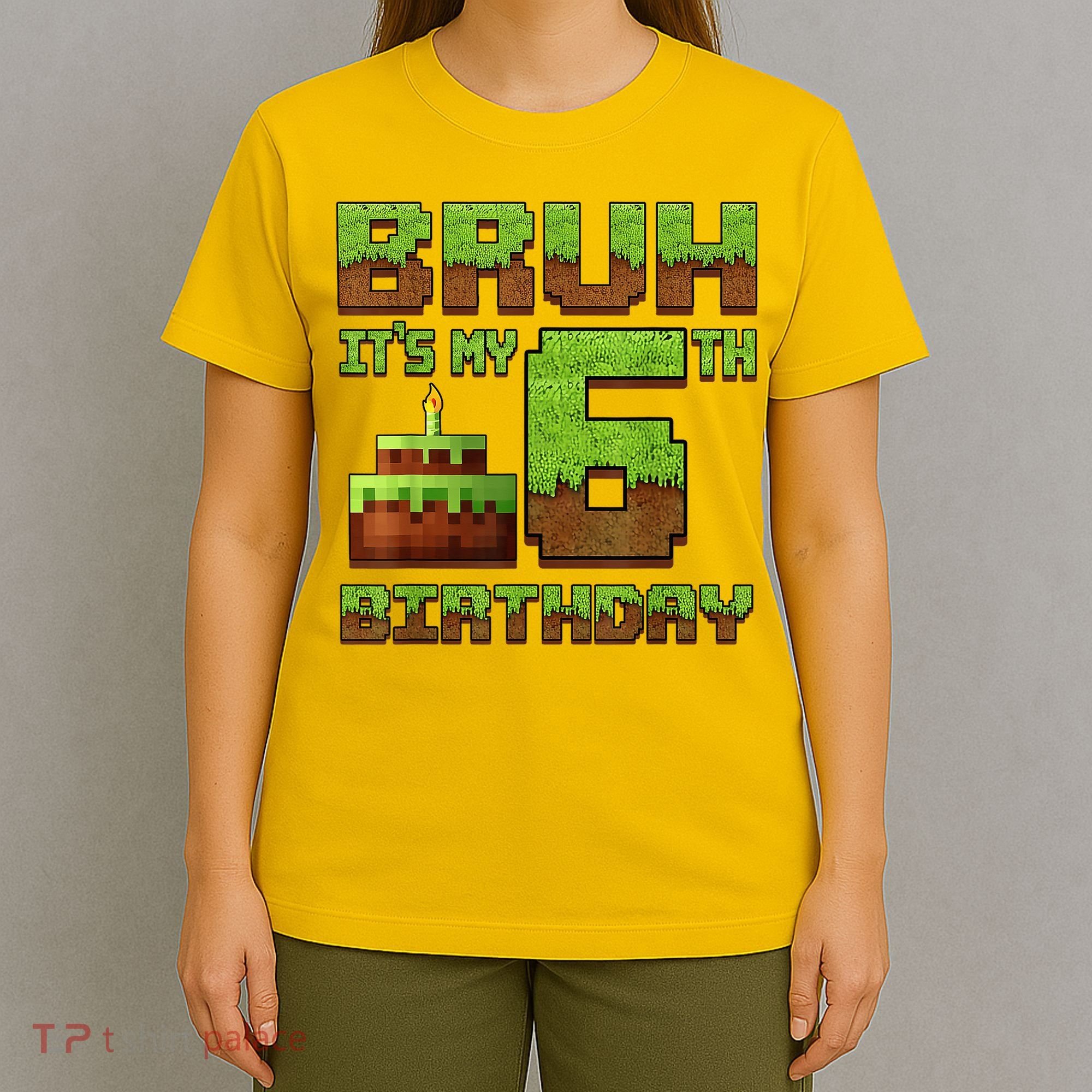 Birthday Boy Bruh It'S My 6th Birthday Gamer Pixel T-Shirt
