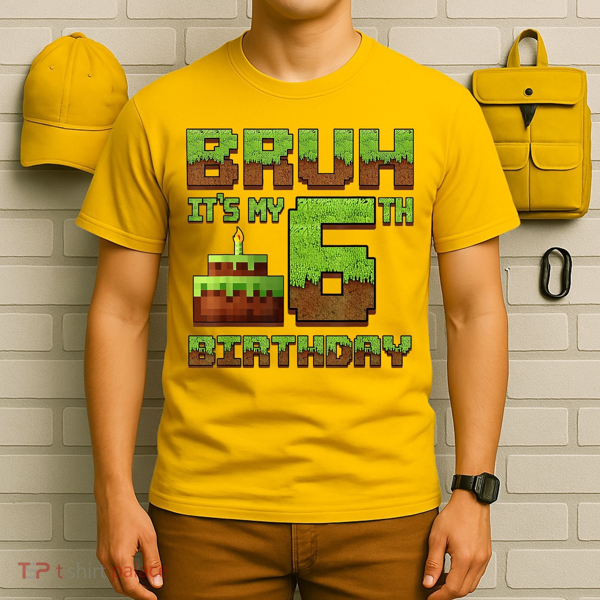 Birthday Boy Bruh It'S My 6th Birthday Gamer Pixel T-Shirt