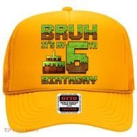Birthday Boy Bruh It'S My 6th Birthday Gamer Pixel Hat thumb 0