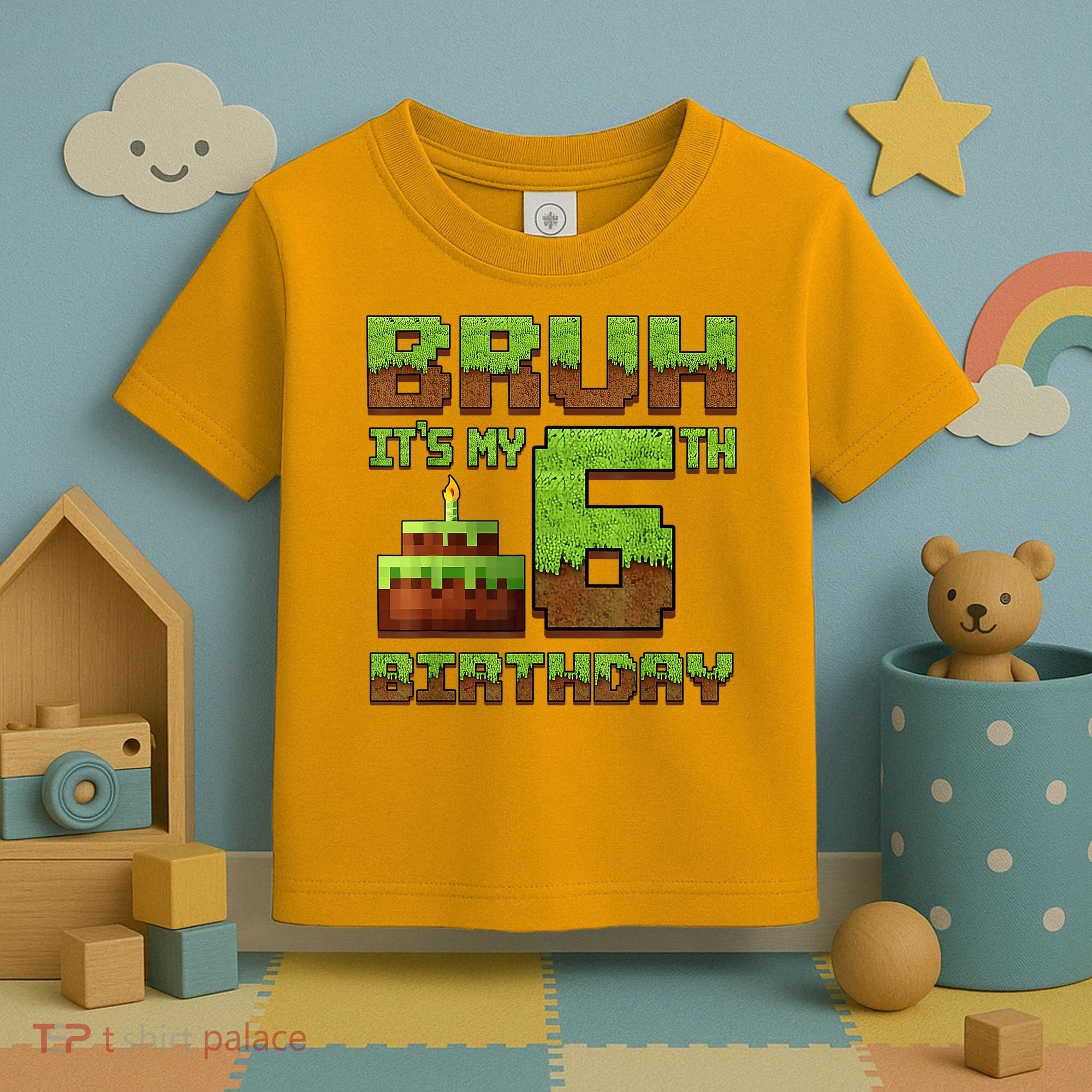Birthday Boy Bruh It'S My 6th Birthday Gamer Pixel Toddler T-Shirt