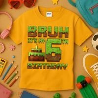 Birthday Boy Bruh It'S My 6th Birthday Gamer Pixel Kids T-Shirt thumb 3