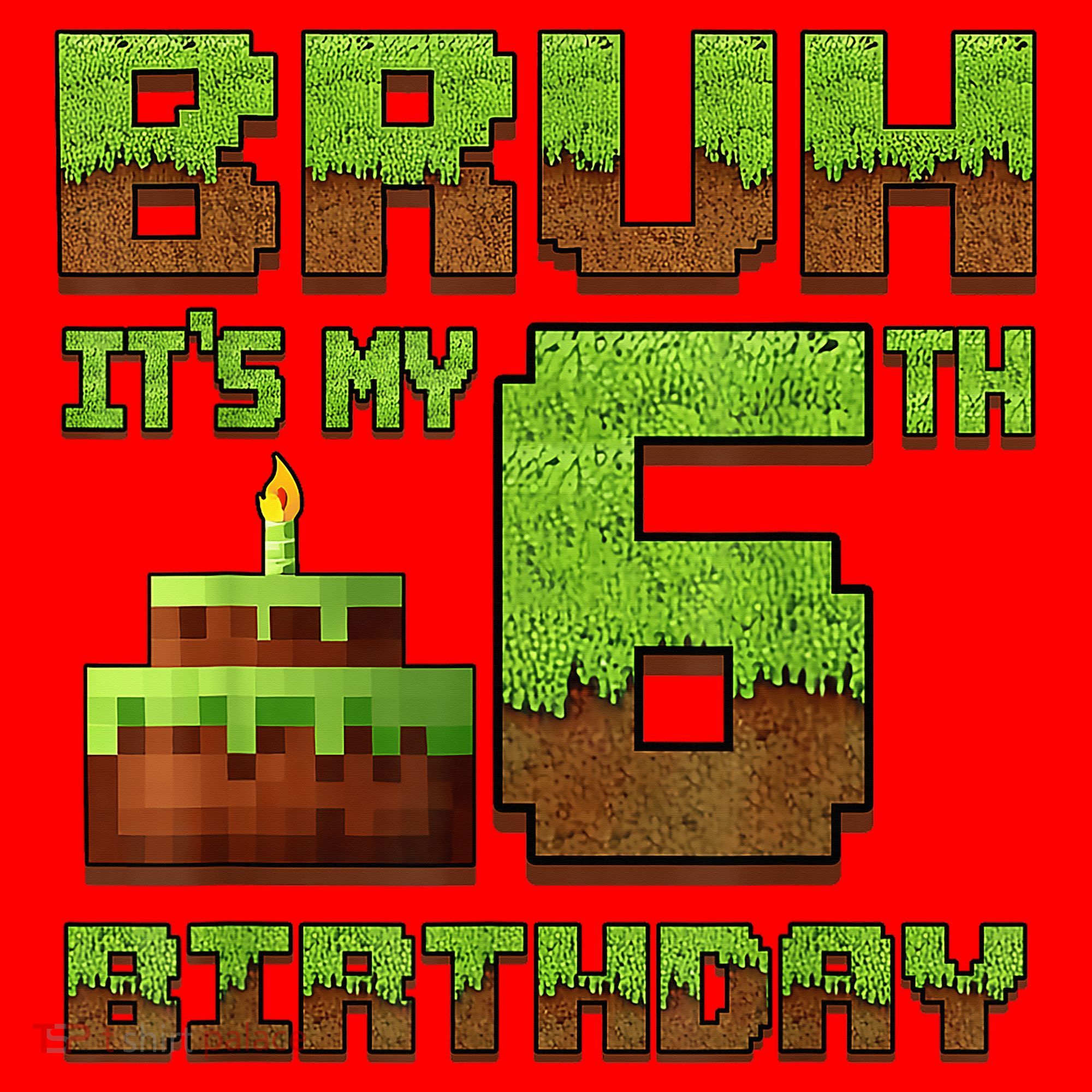 Birthday Boy Bruh It'S My 6th Birthday Gamer Pixel Santa Hat