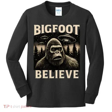Bigfoot Believe Kids Long Sleeve Shirt