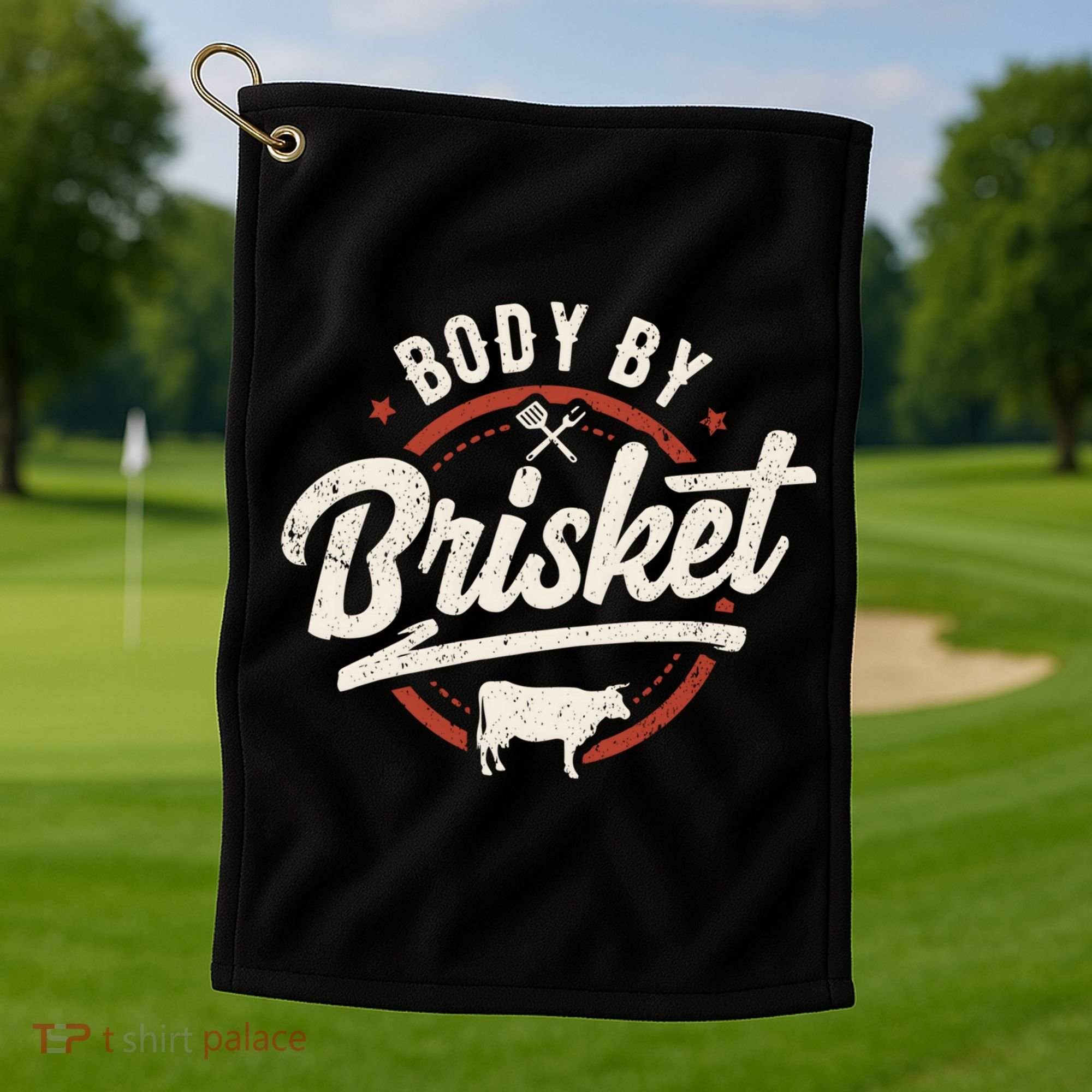 Body By Brisket Backyard Cookout Bbq Grill Gift Golf Towel