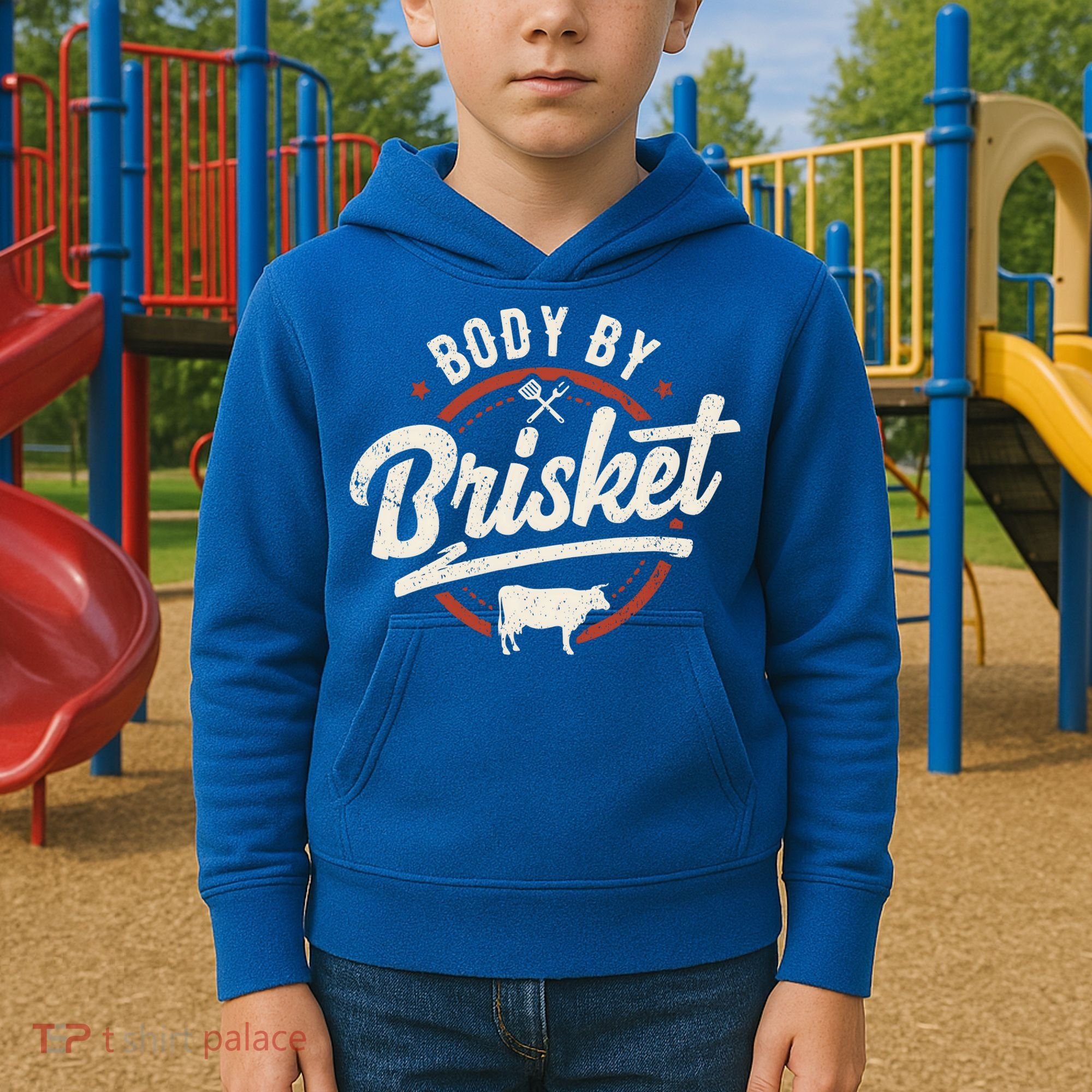 Body By Brisket Backyard Cookout Bbq Grill Gift Kids Hoodie
