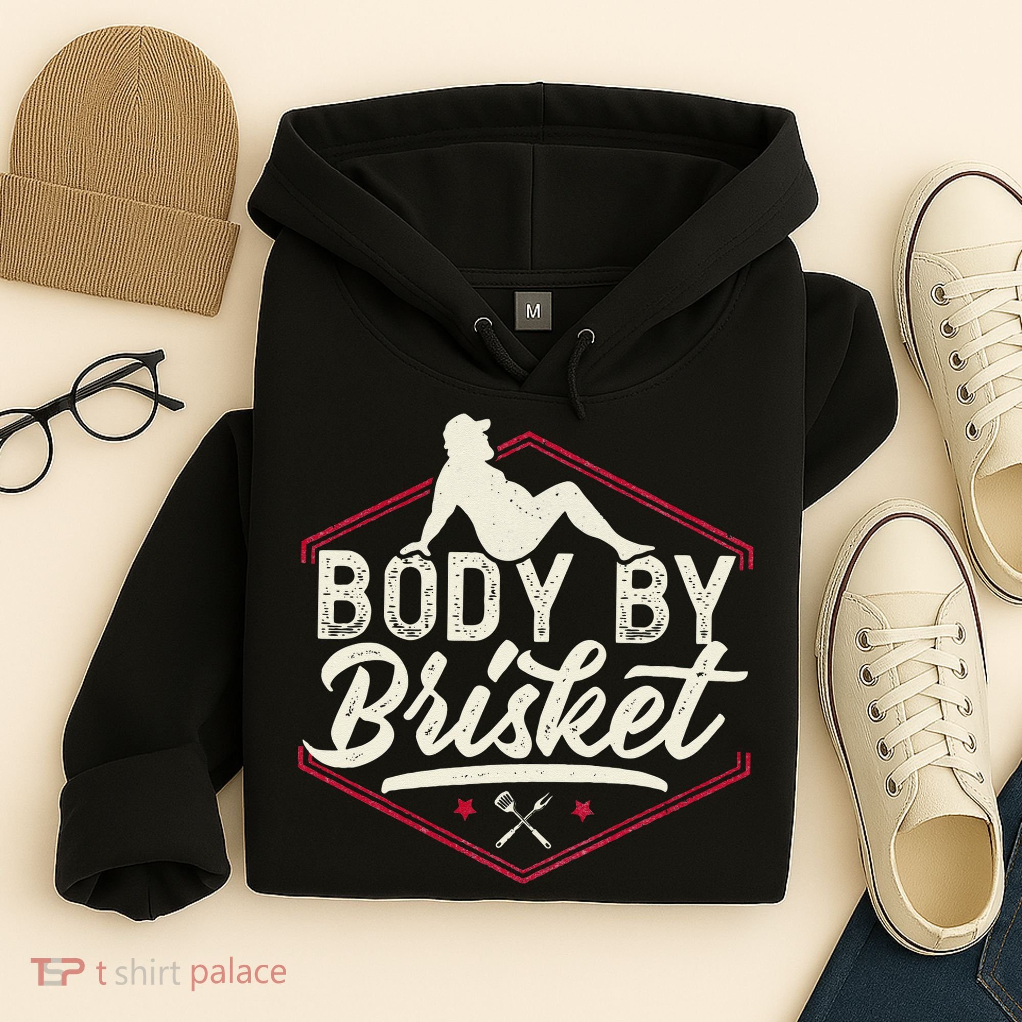 Body By Brisket Funny Steak Lover Grilling BBQ Chef Hoodie